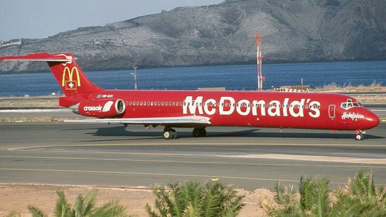 In 1994, McDonald's collaborated with a Swiss air charter, providing branded interiors and boxed Big Macs, along with souvenirs.