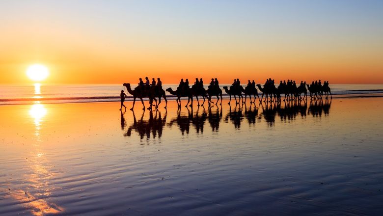 Camel rides on Cable Beach are one of Broome’s biggest attractions.