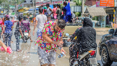 Songkran is Thailand's traditional New Year festival, marked by water fights, religious ceremonies, and cultural celebrations nationwide.